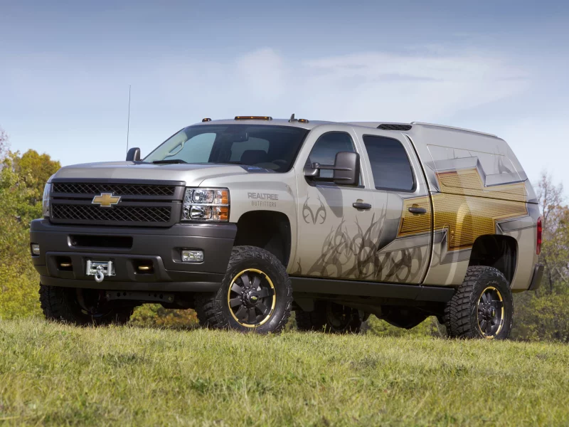 передок, внедорожник, chevrolet, джип, шевроле, 2500, hd, realtree concept, концепт, silverado, трава, небо, сильверадо