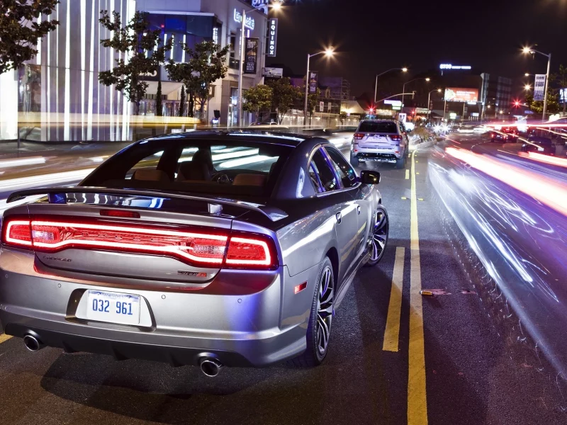 dodge, charger, додж, дорога, srt8, ночь, город, огни
