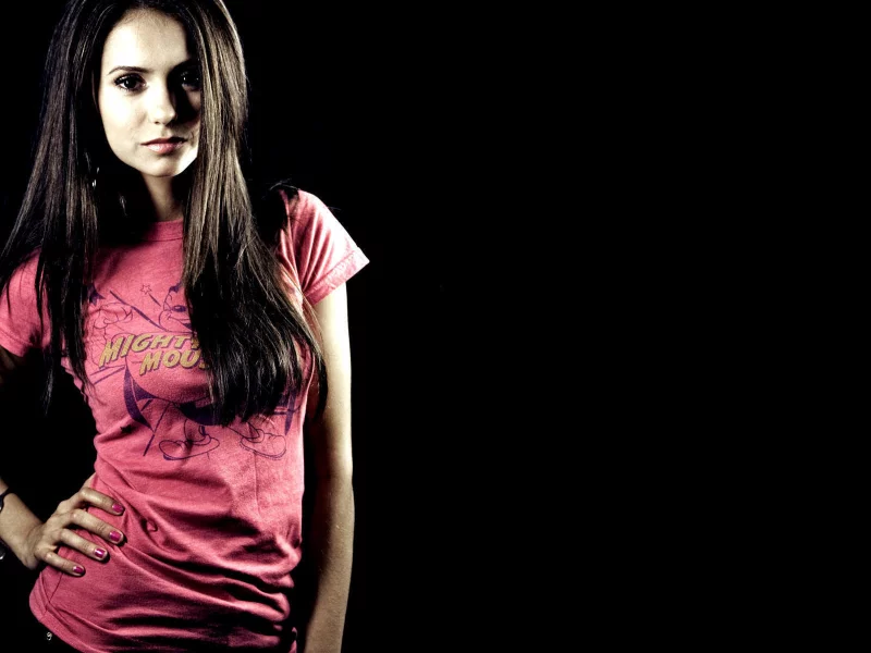 nina dobrev, актриса, девушка, брюнетка, черный фон