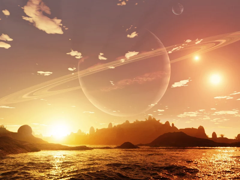 планета, море, alien shores
