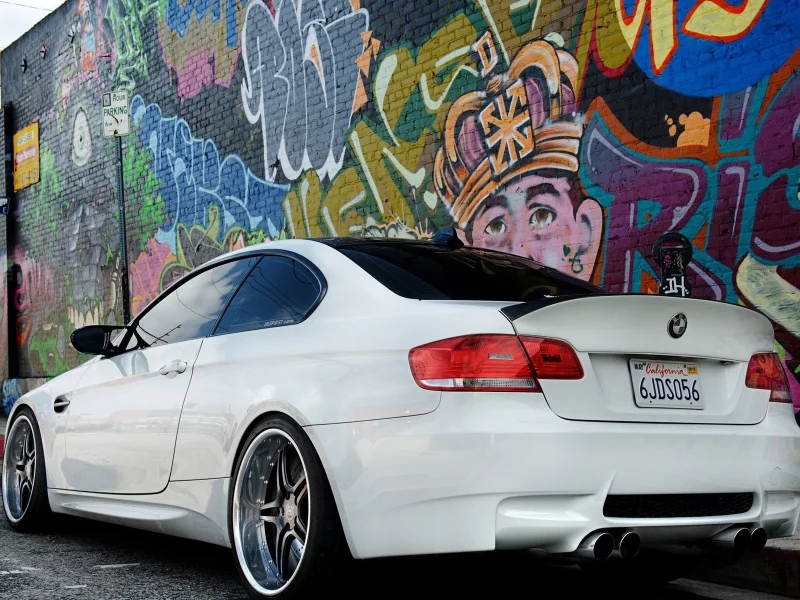 bmw, граффити, улица, белый, стена