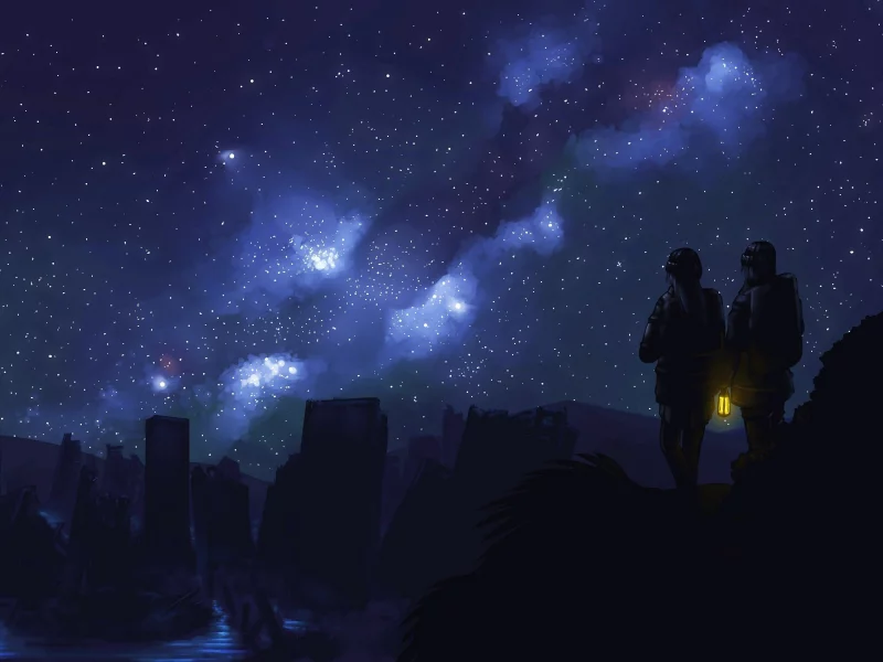 ночь, свечение, небо, night lighting, звёзды, люди