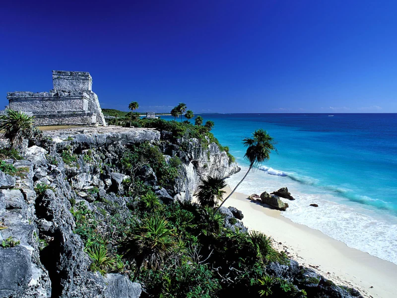 tulum, mexico, in quintana roo, sitio arqueol__gico maya de el castillo ubicado en quintana roo, mayan archaeological site of el castillo, tulum