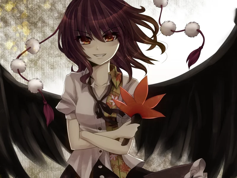 девушка, крылья, ikeda hazuki, shameimaru aya
