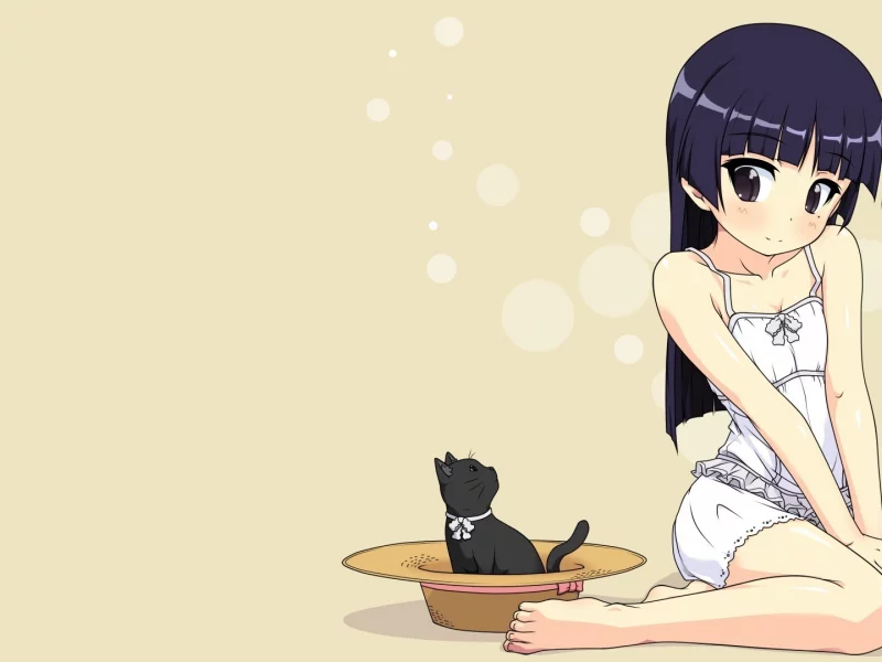 аниме, gokou ruri, шляпа, неко, ore no imouto ga konnani kawaii wake ga nai, кошка, девочка