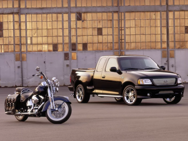 форд, cruiser, харлей-дэвидсон, мотоцикл, чёрный, harley-davidson, круизер, пикап, ford, f-150