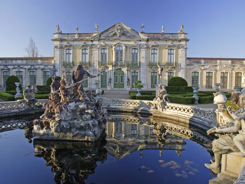 статуя, queluz, пруд, синтра, вода, келуш, дворец, вид