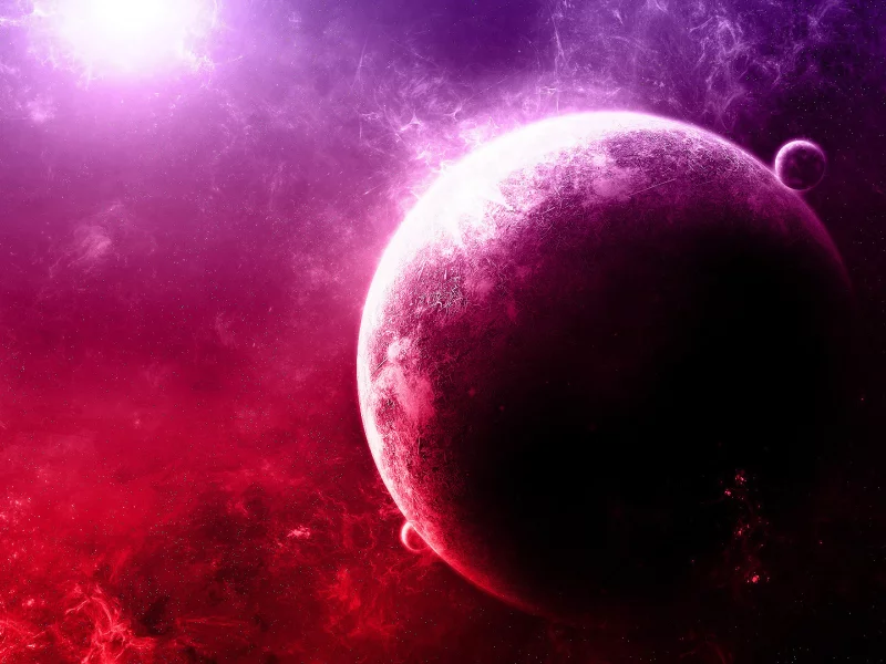 purple, планета, туманности, звезды