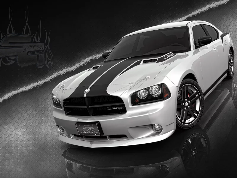 обои, черно-белый, тюнинг, dodge charger, авто