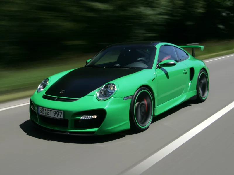 зеленый, turbo, 911, gt, porsche, street, скорость