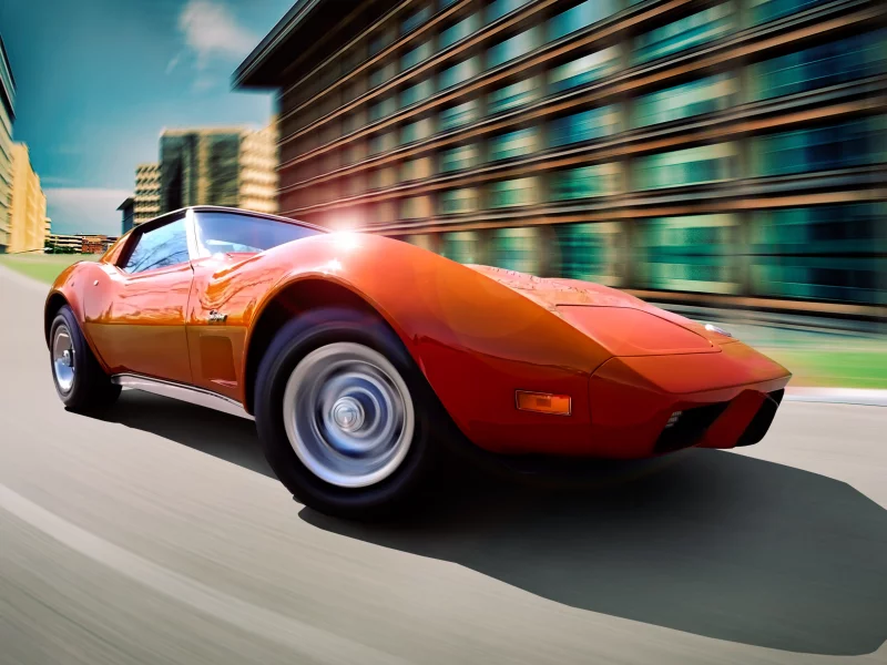город, chevrolet, corvette, fake rig stingray