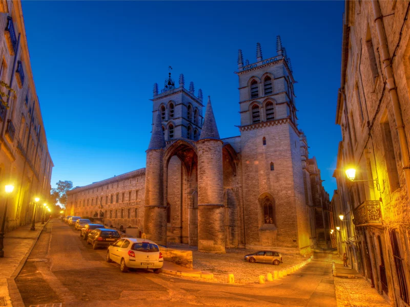 a dusk walk in montpellier, огни, ночь, машины, france