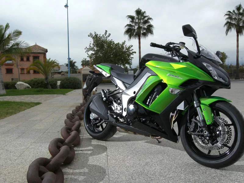 авто, природа, мото, причал, kawasaki, цепь