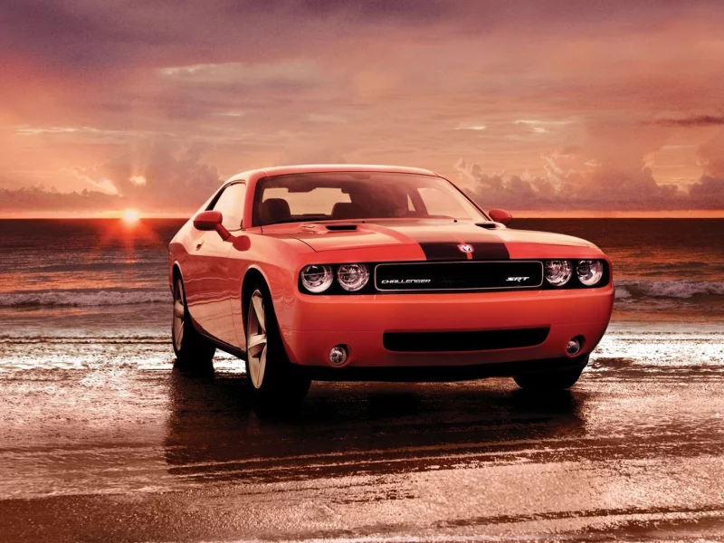 dodge, challenger, автомобиль, закат, srt8