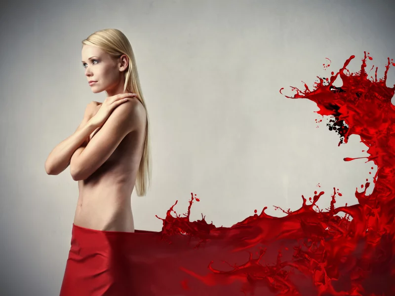 девушка, red, кляксы