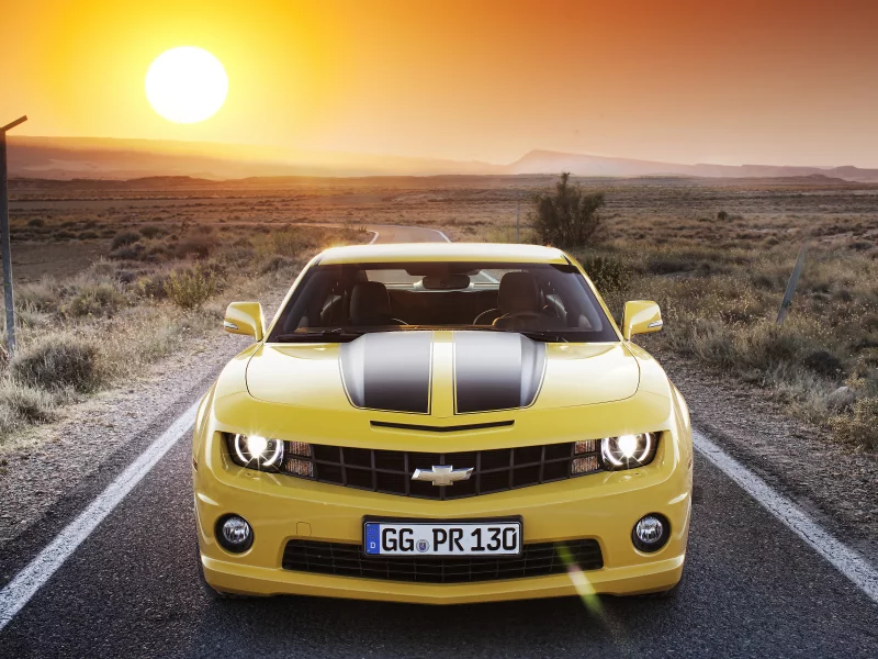пейзаж, chevrolet, wallpapers, 2012, шевроле, камаро, солнце, дорога, обои, гора, природа, camaro