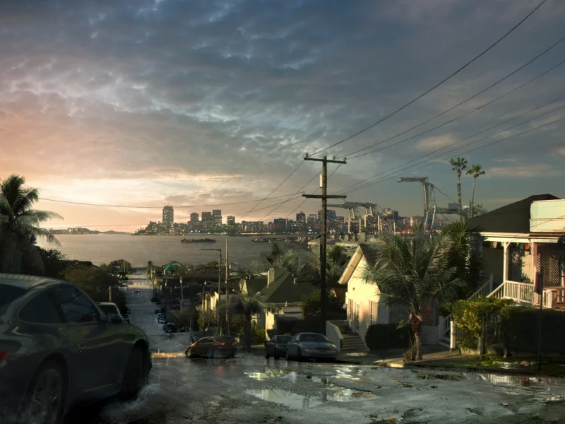 дома, art, улица, need for speed undercover, город, порш, пальмы, дорога
