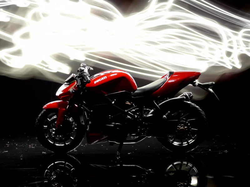 streetfighter, ducati, свечение, фон, мотоцикл, темный