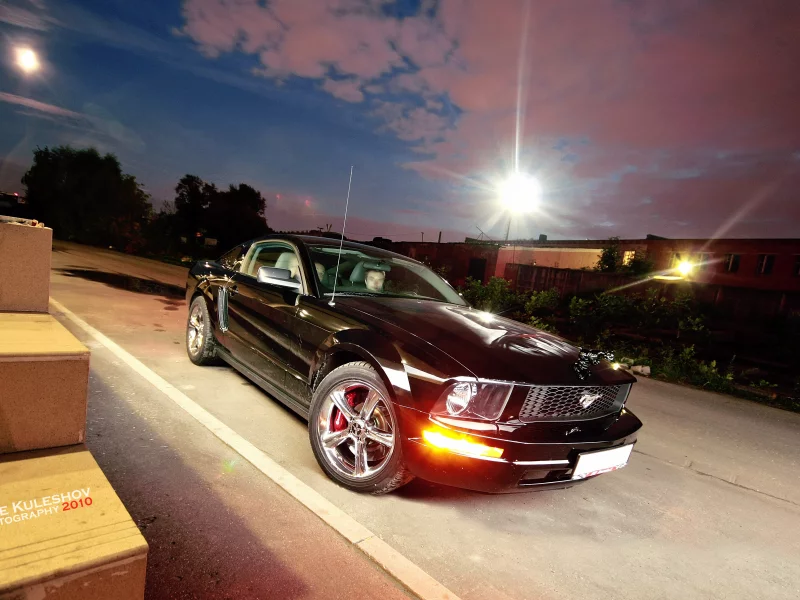 авто, muscle car, mustang, ford, ночь