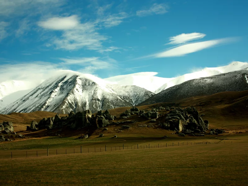 поле, скалы, небо, простор, горы, landscape