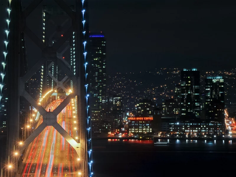 bridge, ночь, night, калифорния, мост, san francisco, california, огни