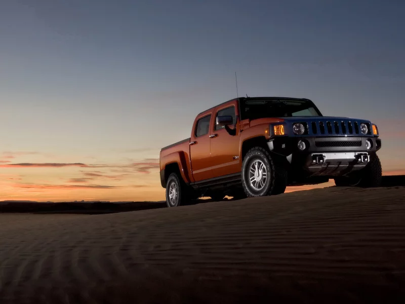 закат, hummer, горизонт, пустыня