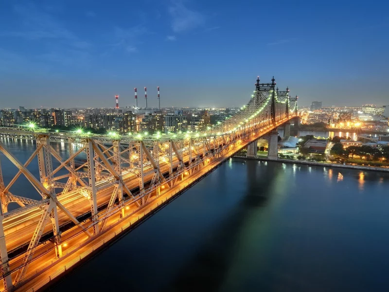 new york city, огни, сумерки, nyc, sutton place, нью-йорк, queensboro bridge, usa, twilight