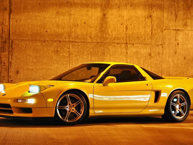диски, стена, желтый, nsx-t, спорткар, акура, фары, acura