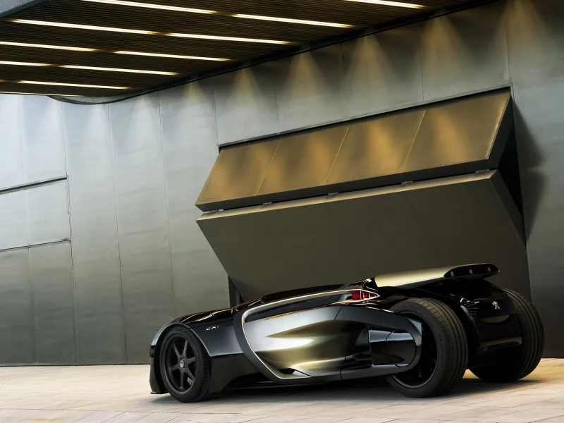 гараж, peugeot ex1 concept, авто, свет, спорткар