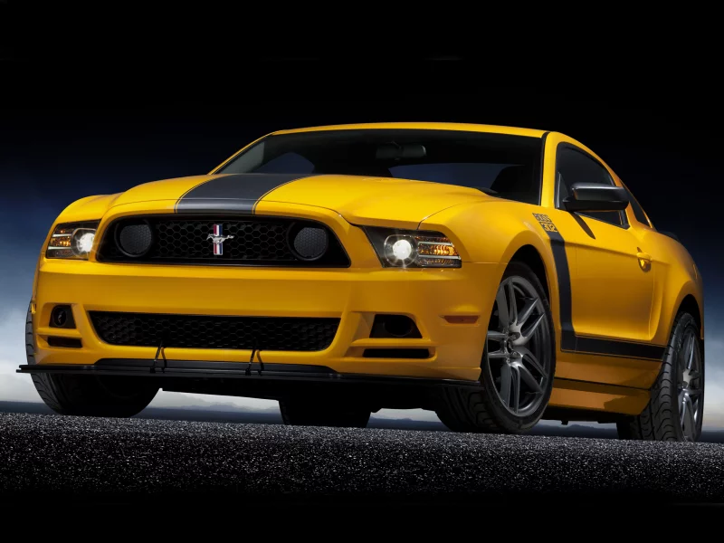 muscle car, полосы, мустанг, boss, мускул кар, желтый, фары, ford, mustang, босс, передок, форд, 302