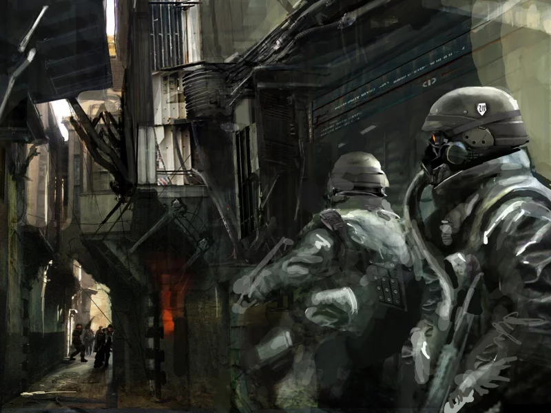 игра, killzone 2, оружие, улица, солдаты, маски, люди