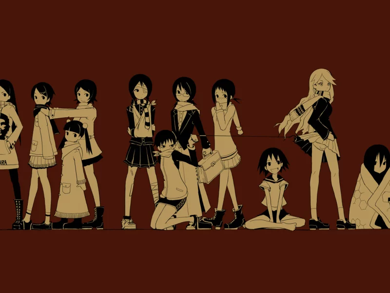 школьники, толпа, anime