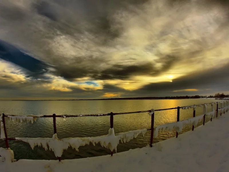 море, пейзаж, зима, природа