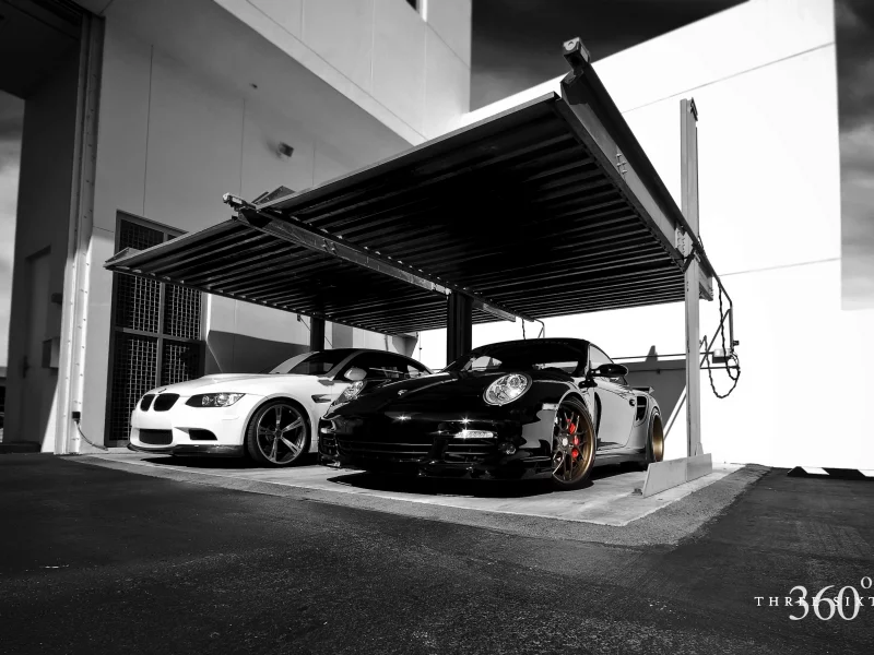 360 forged, тачки, бэха, белый bmw m3, черный porsche 997 tt, порше