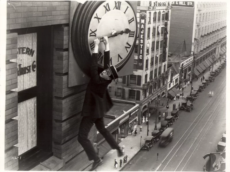 небоскреб, harold lloyd, retro, кино, часы