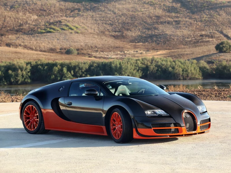 veyron, bugatti, карбон, черный, оранжевый