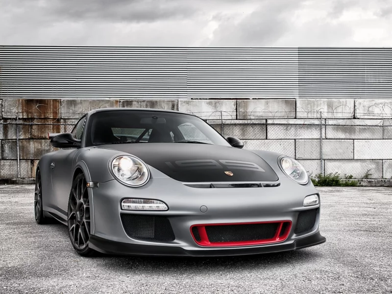 rs, серый, суперкар, забор, гт3, передок, небо, porsche, рс, 911, порше, gt3, колючая проволока