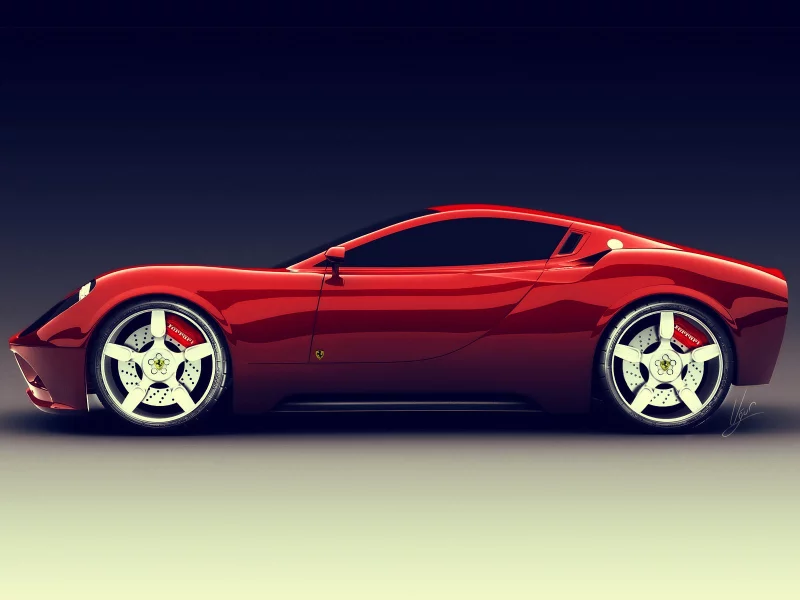 red, car, ferrari, dino