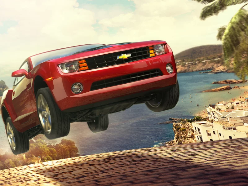 игры, город, test drive unlimited, cars, chevrolet, games, camaro, пляж, машина