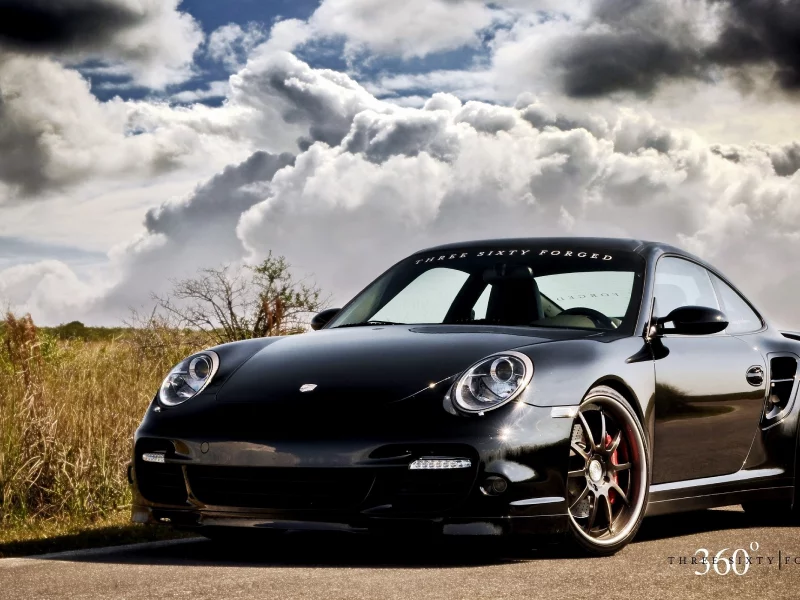 небо, трава, porsche 997 tt