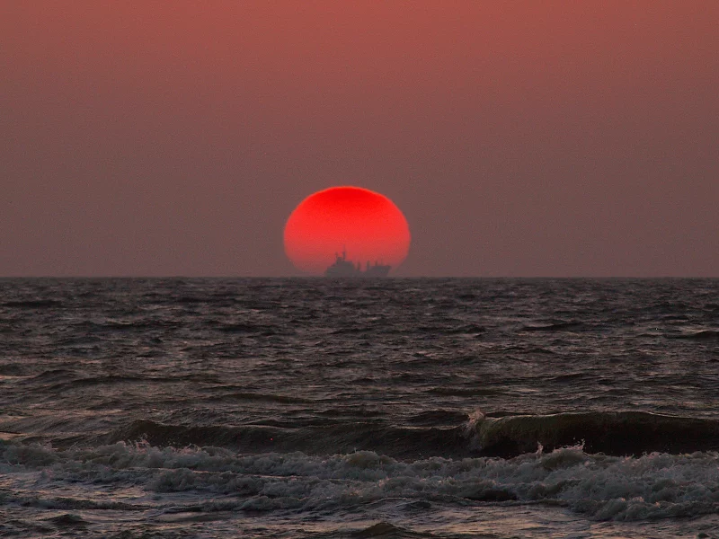 море, вода, волны, восход