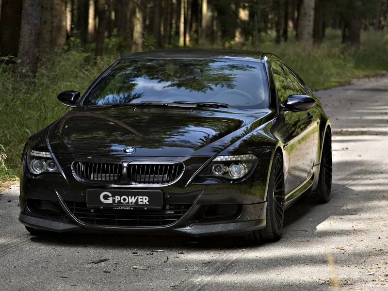 дорога, m6, лес, чёрный, g-power, bmw