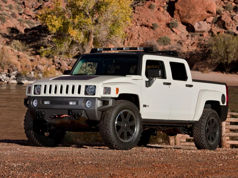 hummer h3t, дорога, река