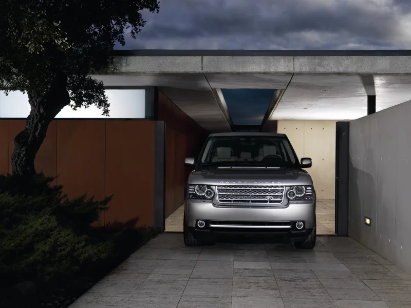 серебристый, land rover, silver, ночь, range rover, рендж ровер, лэнд ровер