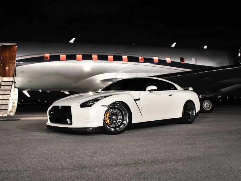 аэропорт, ниссан, nissan gtr, самолет