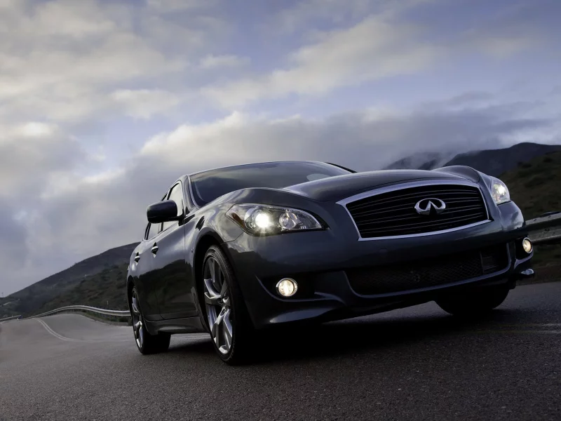 infiniti, m, облака, дорога