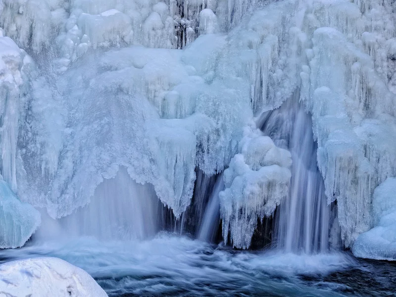 зима, лед, водопад