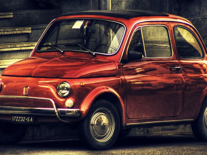 fiat, 500, красный, hdr
