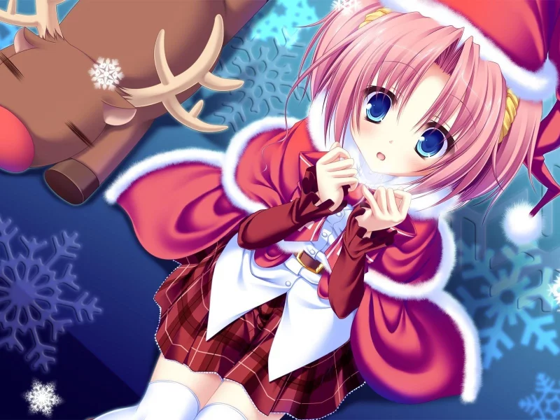 олень, kazamai sakura, santa costume, рождество