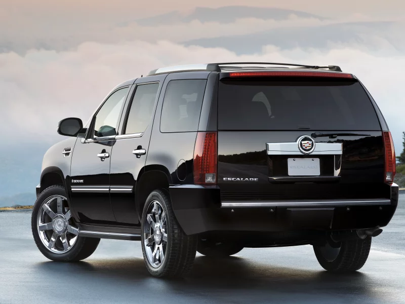 небо, escalade, cadillac, black, внедорожник, дорога, черный